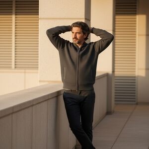 Emanuel Ungaro Charcoal Zip-Up Sweater